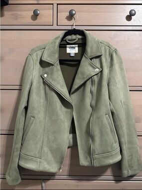 Old Navy Olive Green Suede-Look Moto Jacket for Women